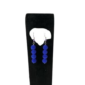 pebbled blue bead earrings